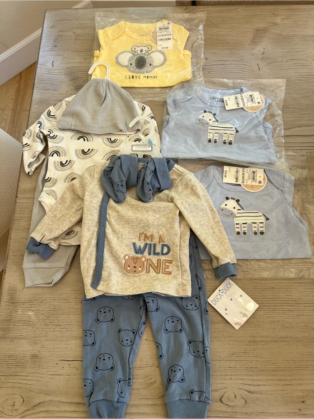 First Impressions Yellow, Blue, Gray Baby One-Piece & Outfit Set